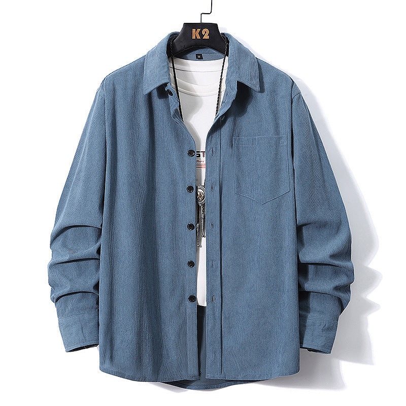 European Size Long Sleeve Shirt Men's Corduroy