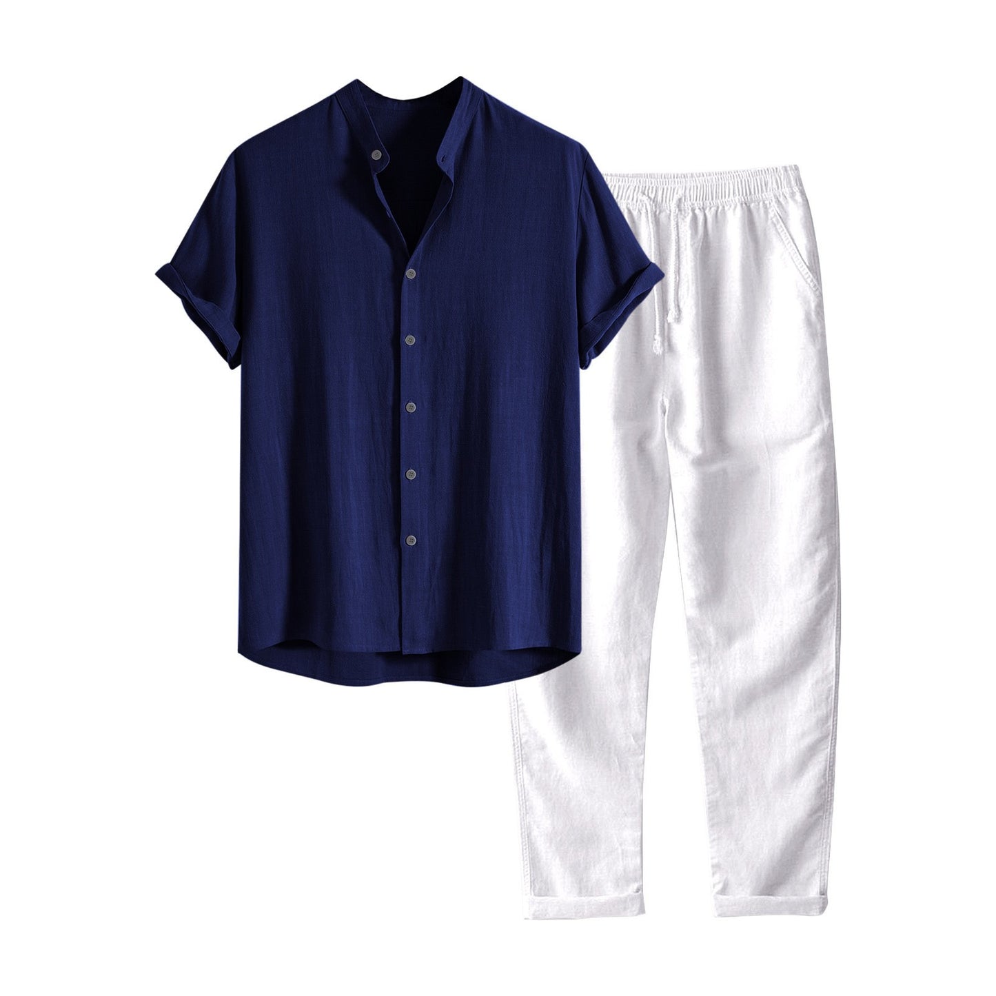 Men's Casual Loose Short Sleeve Shirt Casual Pants Suit